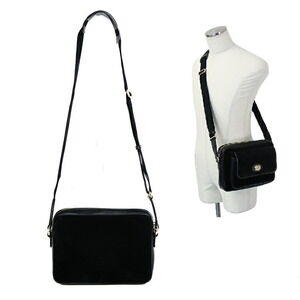 Gucci leather black GG Shoulder Interlocking gold Plate Bag the Logo suede